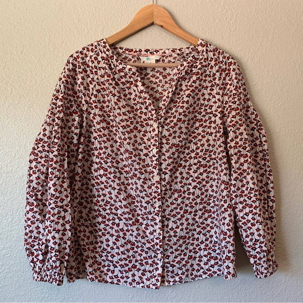 Boden 4 Small button front floral blouse top